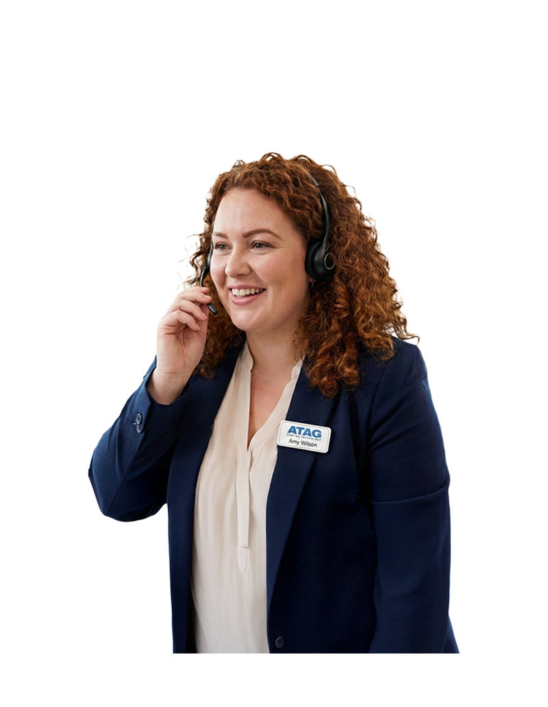 Image of a woman wearing  a telephone headset