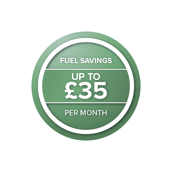 Up to &pound;35 fuel savings per month icon